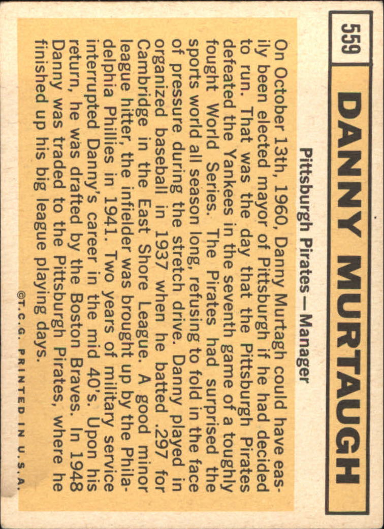 1963 Topps #559 Danny Murtaugh MG back image