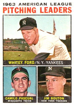 1964 Topps #4 AL Pitching Leaders/Whitey Ford/Camilo Pascual/Jim Bouton