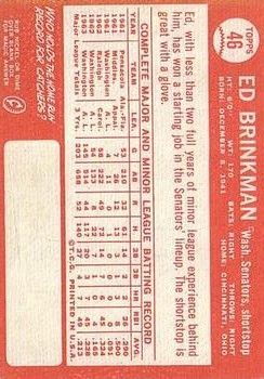 1964 Topps #46 Ed Brinkman back image