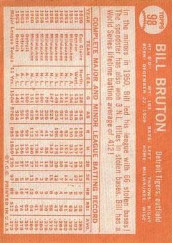1964 Topps #98 Bill Bruton back image