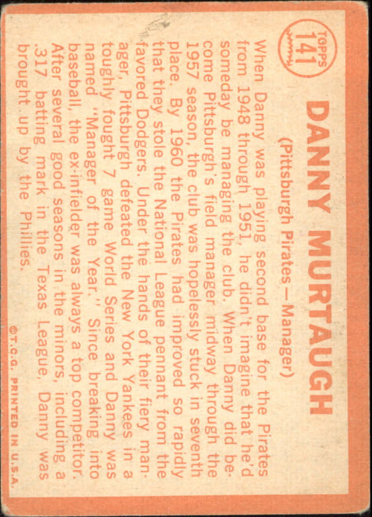 1964 Topps #141 Danny Murtaugh MG back image
