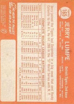 1964 Topps #165 Jerry Lumpe back image