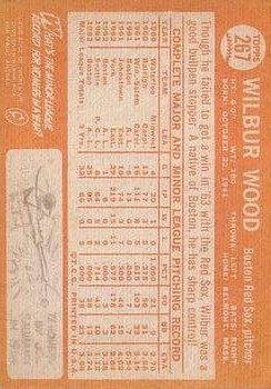 1964 Topps #267 Wilbur Wood RC back image