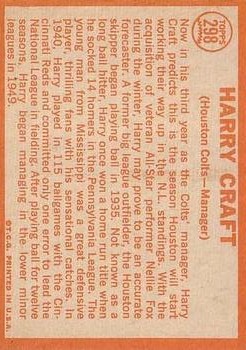 1964 Topps #298 Harry Craft MG back image