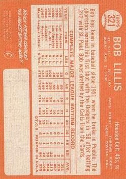 1964 Topps #321 Bob Lillis back image