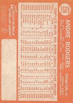 1964 Topps #336 Andre Rodgers back image