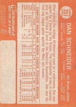 1964 Topps #351 Dan Schneider back image