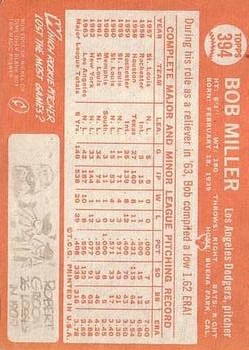1964 Topps #394 Bob Miller back image