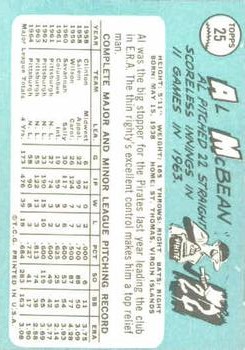 1965 Topps #25 Al McBean back image