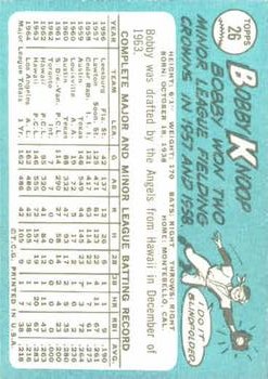 1965 Topps #26 Bobby Knoop back image