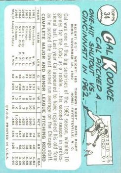 1965 Topps #34 Cal Koonce back image