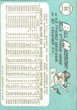 1965 Topps #95 Bill Mazeroski DP back image