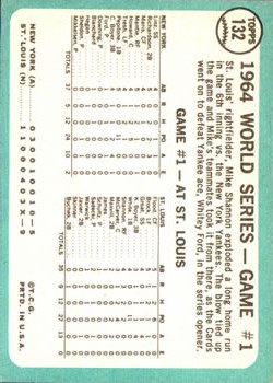 1965 Topps #132 World Series Game 1/Cards Take Opener back image