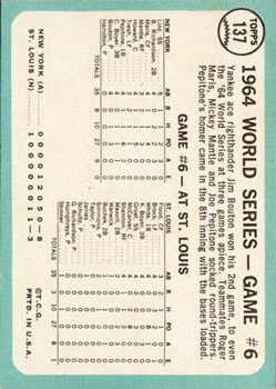 1965 Topps #137 World Series Game 6/Jim Bouton back image