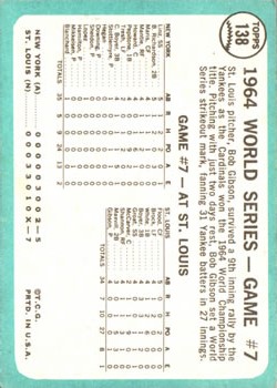 1965 Topps #138 World Series Game 7/Bob Gibson back image