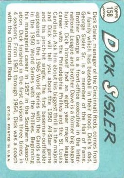 1965 Topps #158 Dick Sisler back image