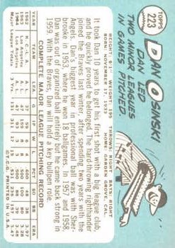 1965 Topps #223 Dan Osinski back image