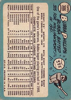 1965 Topps #306 Bubba Phillips back image