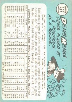 1965 Topps #327 Denis Menke back image
