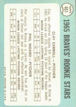 1965 Topps #461 Rookie Stars/Clay Carroll RC/Phil Niekro back image