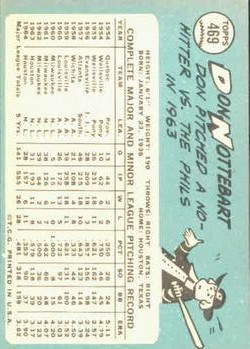 1965 Topps #469 Don Nottebart back image