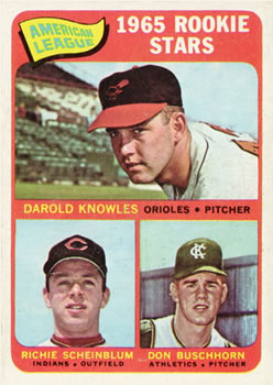 1965 Topps #577 Rookie Stars/Darold Knowles/Don Buschhorn RC/Richie Scheinblum RC SP