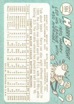 1965 Topps #584 Harry Bright back image