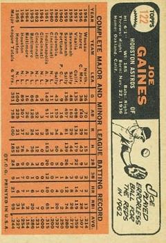 1966 Topps #122 Joe Gaines back image