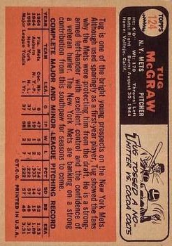 1966 Topps #124 Tug McGraw back image