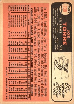 1966 Topps #130 Joe Torre back image