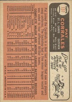 1966 Topps #137 Pat Corrales back image