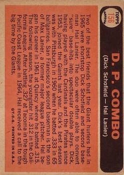 1966 Topps #156 DP Combo/Dick Schofield/Hal Lanier back image