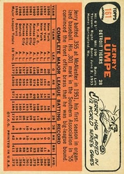 1966 Topps #161 Jerry Lumpe back image