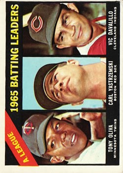 1966 Topps #216 AL Batting Leaders/Tony Oliva/Carl Yastrzemski/Vic Davalillo