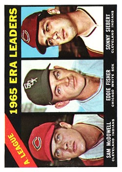 1966 Topps #222 AL ERA Leaders/Sam McDowell/Eddie Fisher/Sonny Siebert