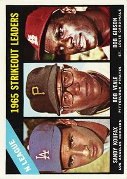 1966 Topps #225 NL Strikeout Leaders/Sandy Koufax/Bob Veale/Bob Gibson
