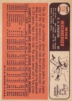1966 Topps #236 Mike Hershberger back image