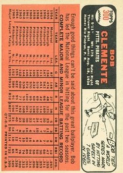 1966 Topps #300 Bob Clemente back image
