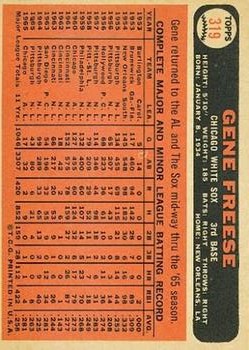 1966 Topps #319 Gene Freese back image