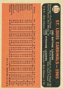 1966 Topps #379 St. Louis Cardinals TC back image