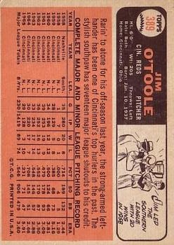 1966 Topps #389 Jim O'Toole back image