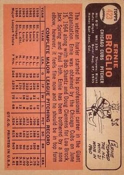 1966 Topps #423 Ernie Broglio back image