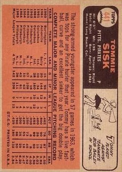 1966 Topps #441 Tommie Sisk back image