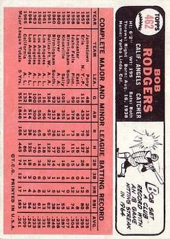1966 Topps #462 Bob Rodgers back image
