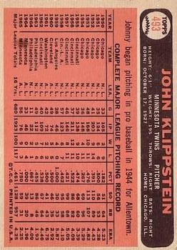 1966 Topps #493 Johnny Klippstein back image
