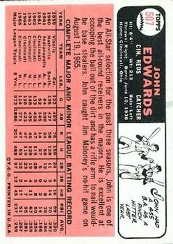 1966 Topps #507 Johnny Edwards back image