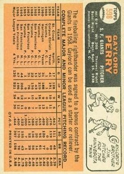 1966 Topps #598 Gaylord Perry SP back image