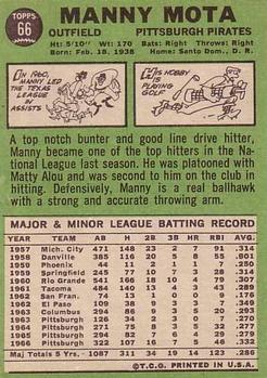 1967 Topps #66 Manny Mota back image