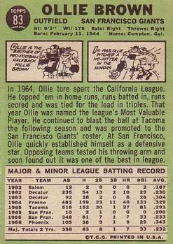 1967 Topps #83 Ollie Brown back image