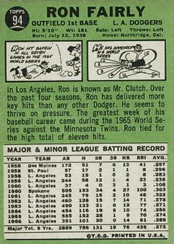 1967 Topps #94 Ron Fairly back image